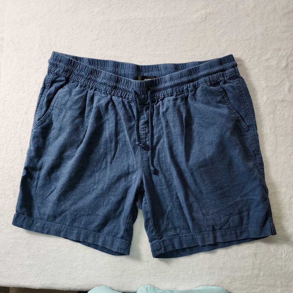 Ripzone Linen Blend Shorts Mens Medium Blue Elastic Waist Drawstring Vacation